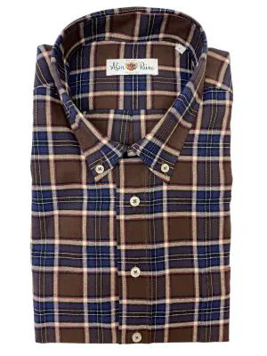 Alan Paine Classic BD Cotton Flannel Navy/Brown Plaid