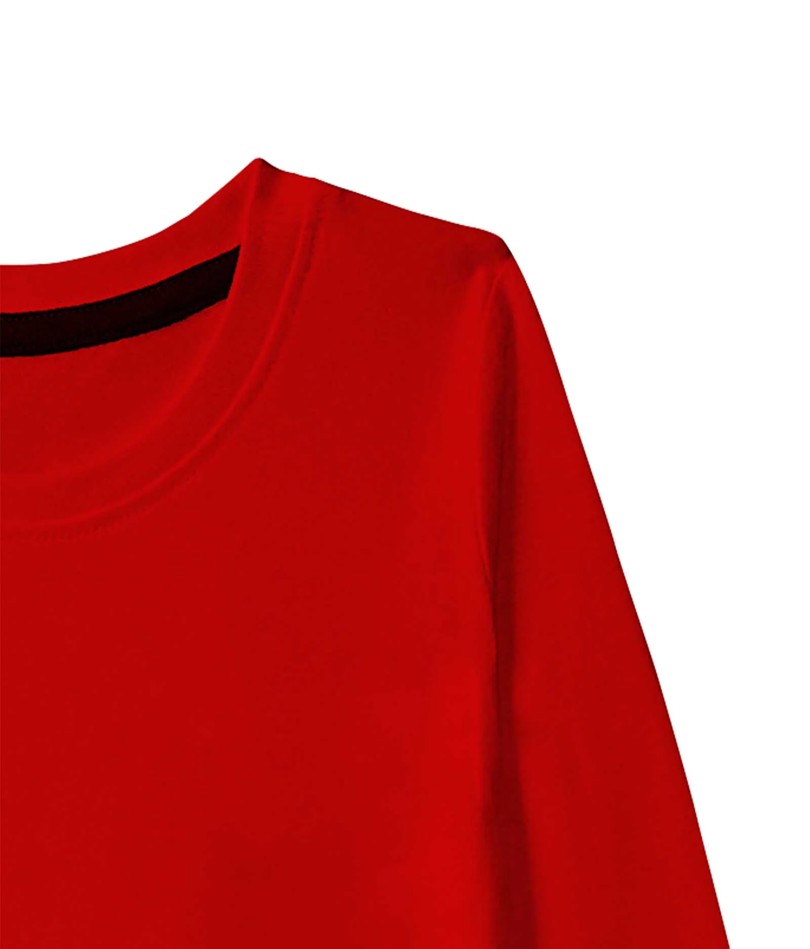 American-Elm Red Plain 100% Cotton Full Sleeve Tshirt for Boys | Solid Tshirt for Kids