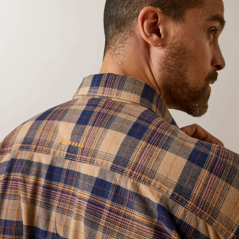 ARIAT MENS REBAR FLANNEL DURASTRETCH WORK SHIRT (TIGER'S EYE PLAID)