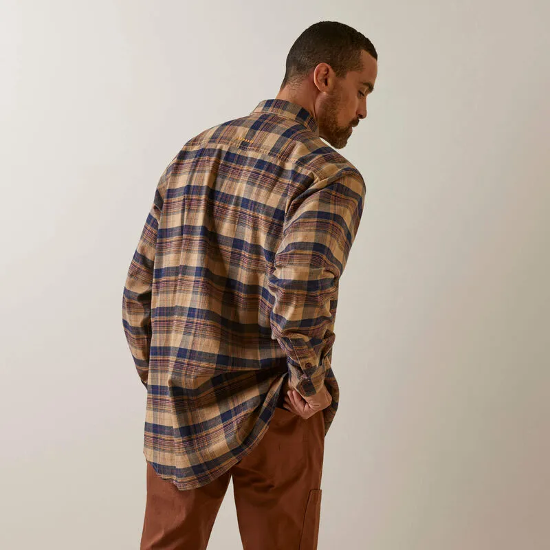 ARIAT MENS REBAR FLANNEL DURASTRETCH WORK SHIRT (TIGER'S EYE PLAID)