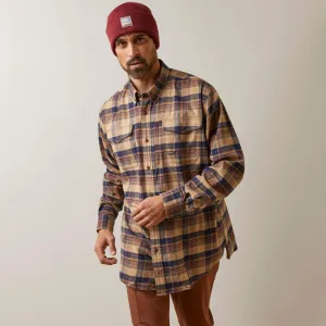ARIAT MENS REBAR FLANNEL DURASTRETCH WORK SHIRT (TIGER'S EYE PLAID)
