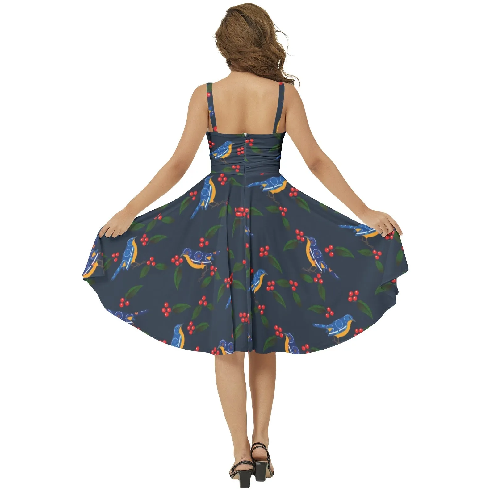 Birdie Bye Bye Sleeveless Square Neck Flare Hem Midi Dress