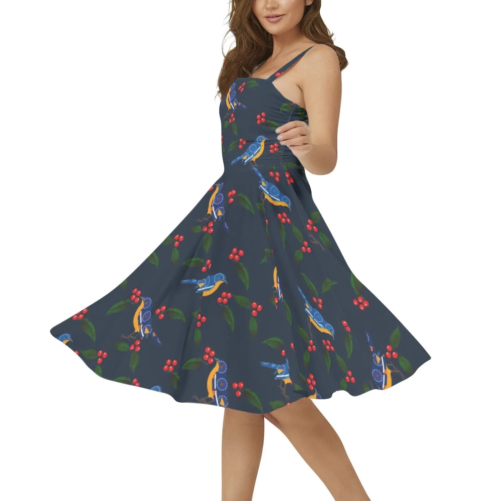Birdie Bye Bye Sleeveless Square Neck Flare Hem Midi Dress