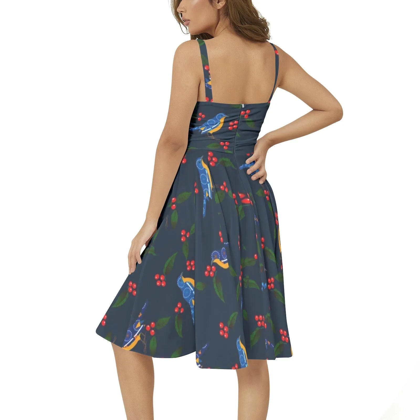 Birdie Bye Bye Sleeveless Square Neck Flare Hem Midi Dress