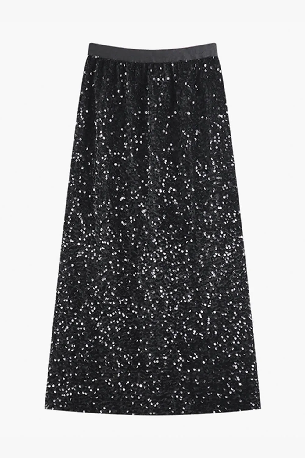 Black Sequin Midi Skirt