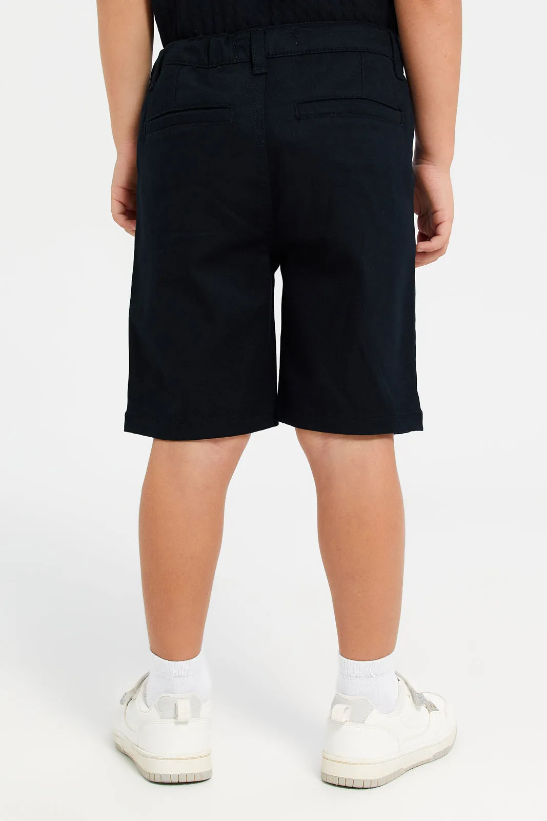 Boys Black Solid Chino Shorts