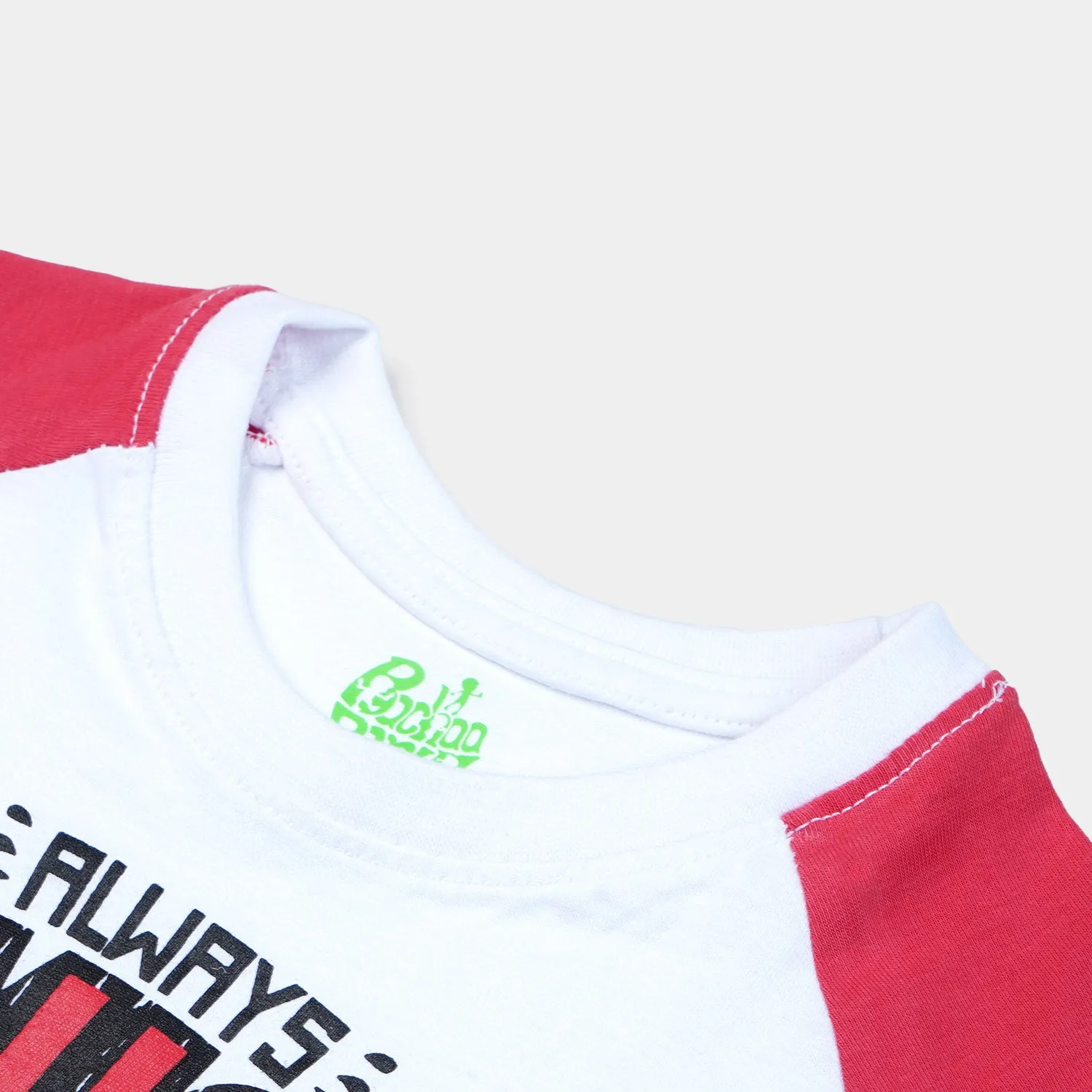 Boys T-Shirt Laugh-White Red
