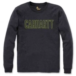 Carhartt&#x20;104106&#x20;l&#x2F;s&#x20;Block&#x20;Logo&#x20;T-Shirt&#x20;-&#x20;Carbon&#x20;Heather