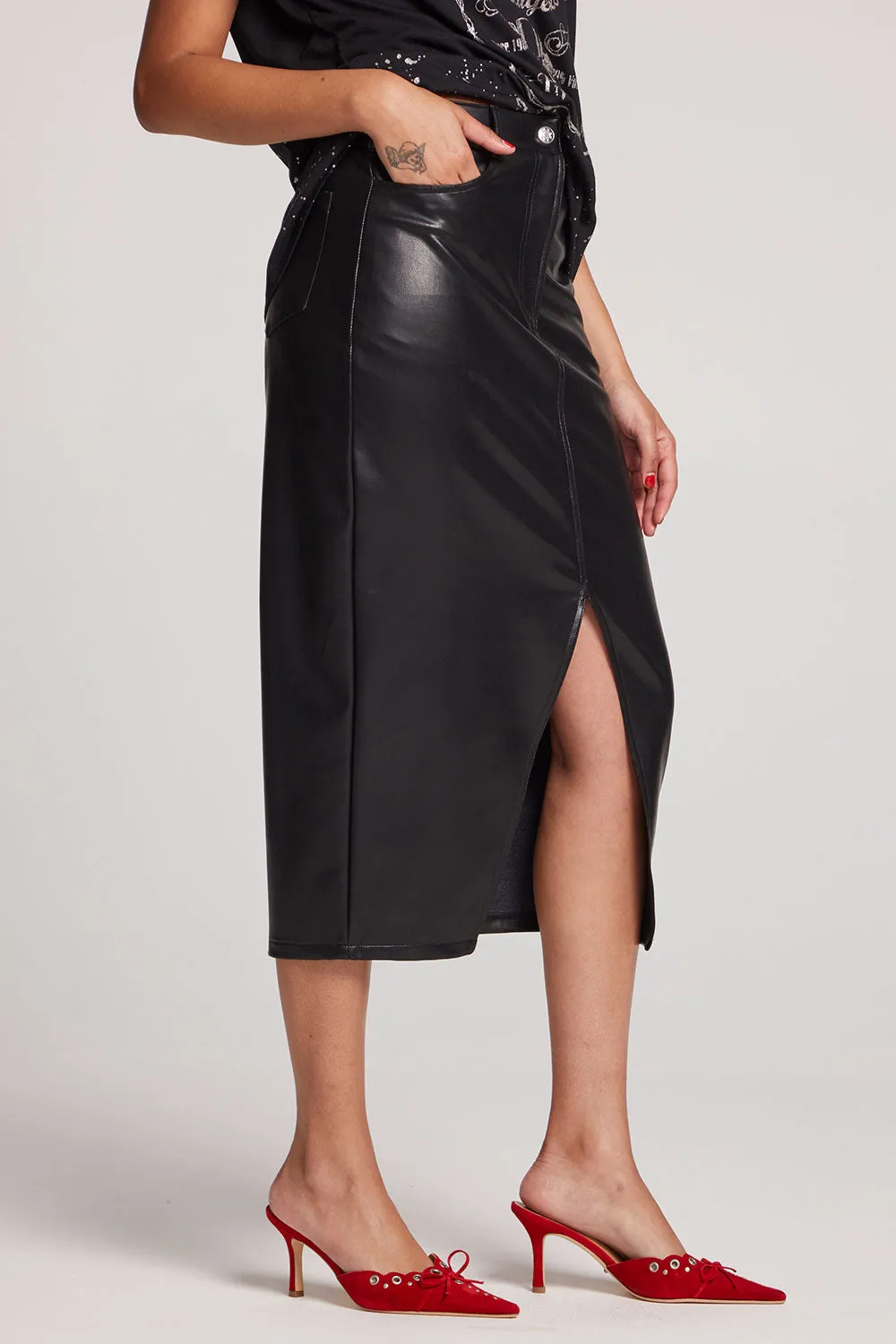 Cassi Licorice Midi Skirt