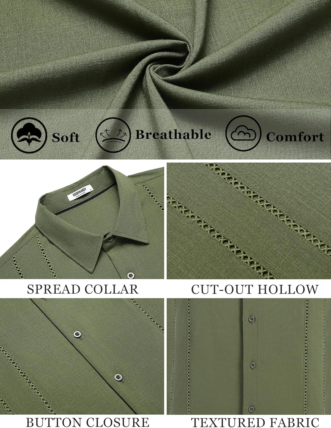COOFANDY Men's Cuban Guayabera Shirt Casual Short Sleeve Button Down Shirts Summer Beach Shirts