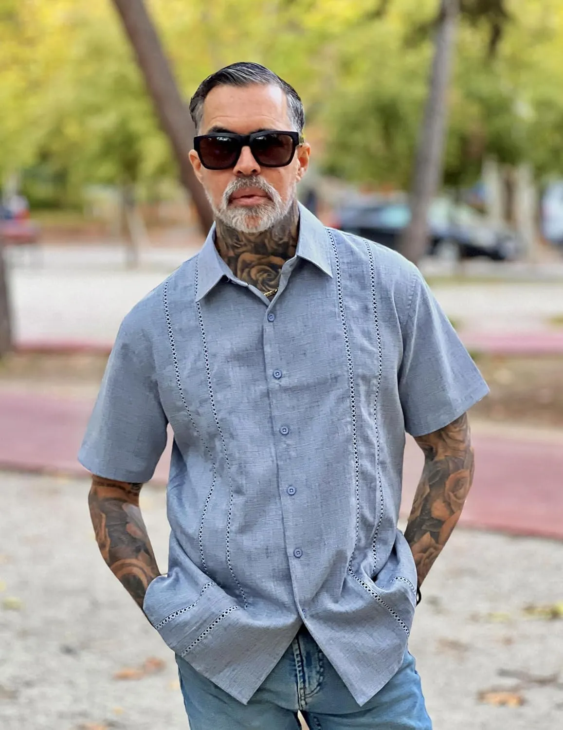 COOFANDY Men's Cuban Guayabera Shirt Casual Short Sleeve Button Down Shirts Summer Beach Shirts