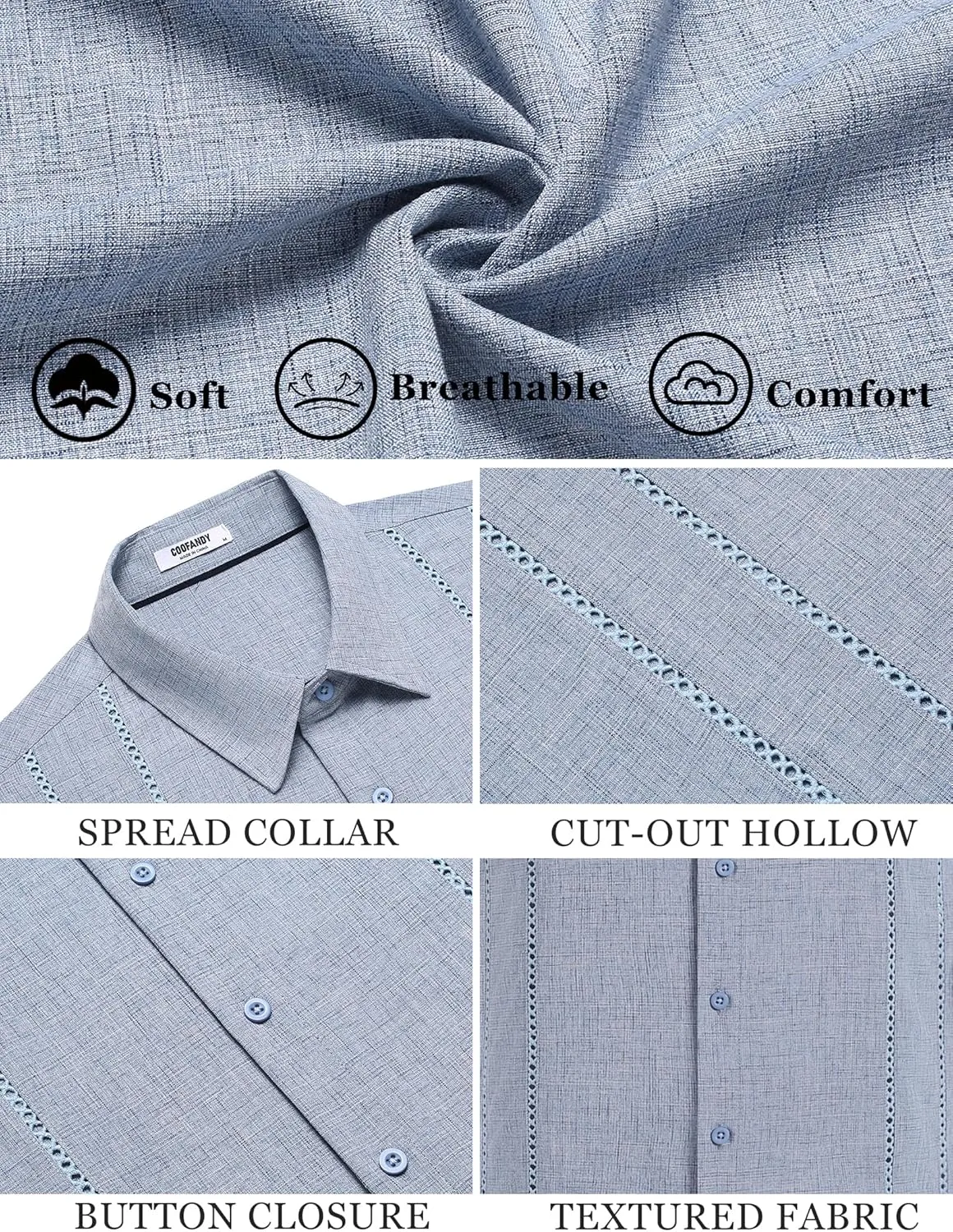 COOFANDY Men's Cuban Guayabera Shirt Casual Short Sleeve Button Down Shirts Summer Beach Shirts