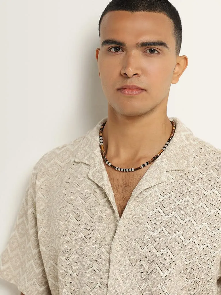 ETA Beige Knitted Relaxed Fit Shirt