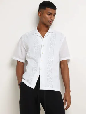 ETA White Cotton Relaxed Fit Shirt