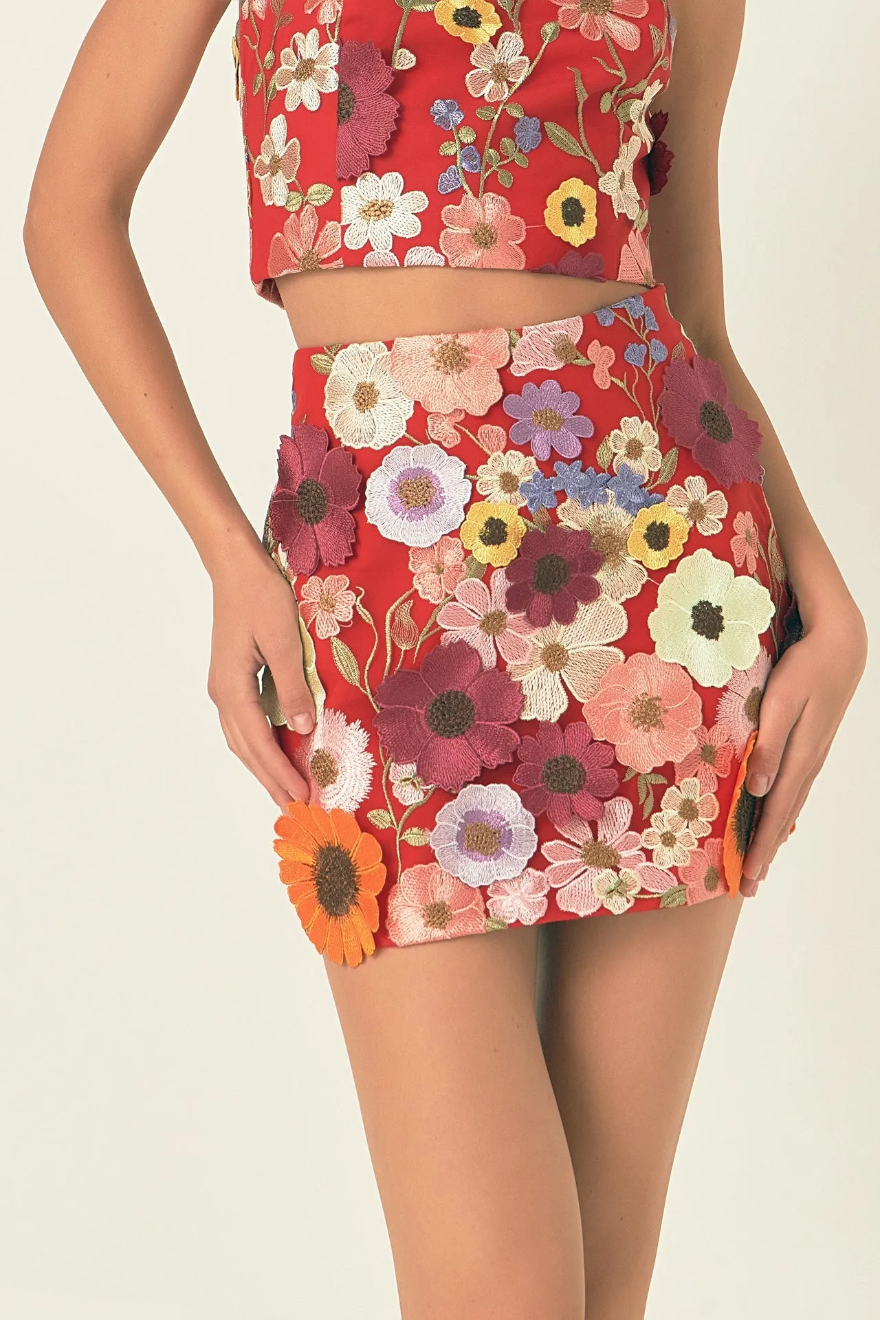 Floral Embroidered Skirt