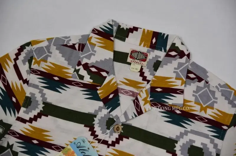 Indian Totem Loop Collar Shirts - Men's Short Sleeve Casual Shirts