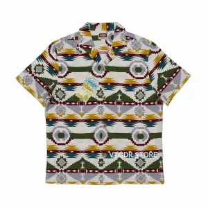 Indian Totem Loop Collar Shirts - Men's Short Sleeve Casual Shirts