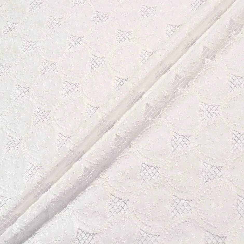 Ivory Geometric Embroidered Microfibre