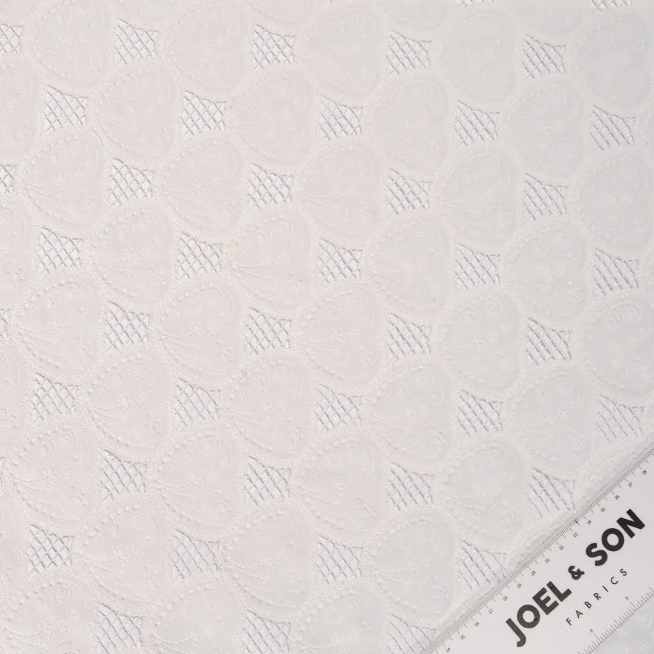 Ivory Geometric Embroidered Microfibre