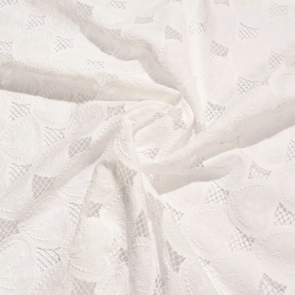 Ivory Geometric Embroidered Microfibre