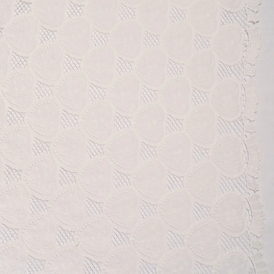 Ivory Geometric Embroidered Microfibre
