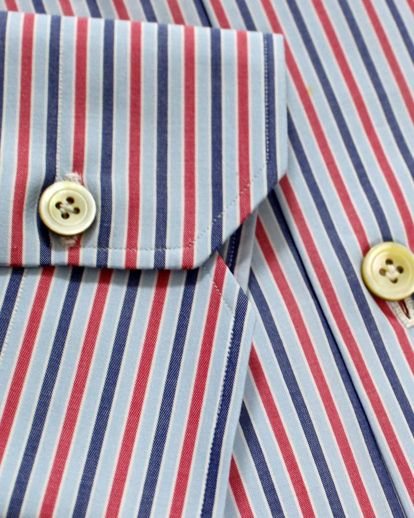 Kiton Dress Shirt Blue Red Navy Stripes 39 - 15 1/2 SALE