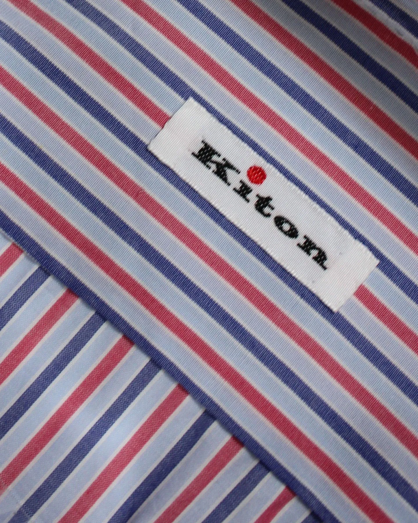 Kiton Dress Shirt Blue Red Navy Stripes 39 - 15 1/2 SALE