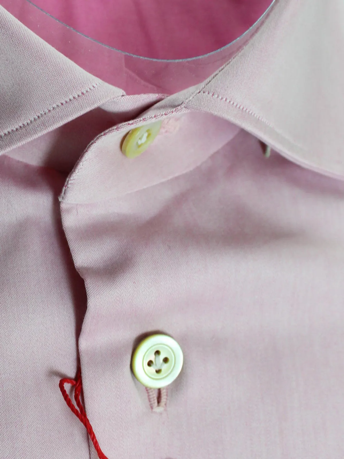 Kiton Shirt Pink Solid Spread Collar 38 - 15 SALE