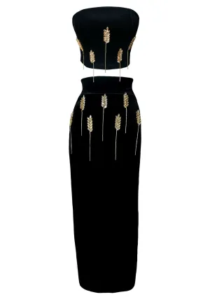 Kolos Satin Corset Top Midi Skirt Set