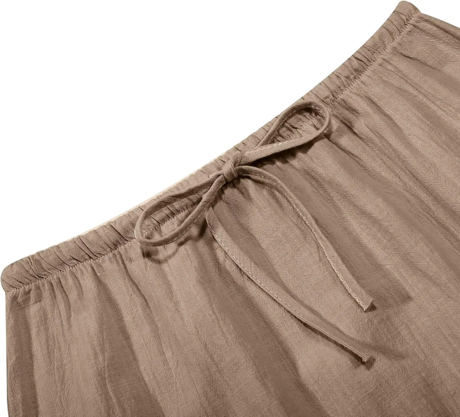 Linen Maxi Skirts for Women Trendy Flowy Boho Summer Skirt a Line Drawstring Long Skirt Vacation Bohomian Dress 2025