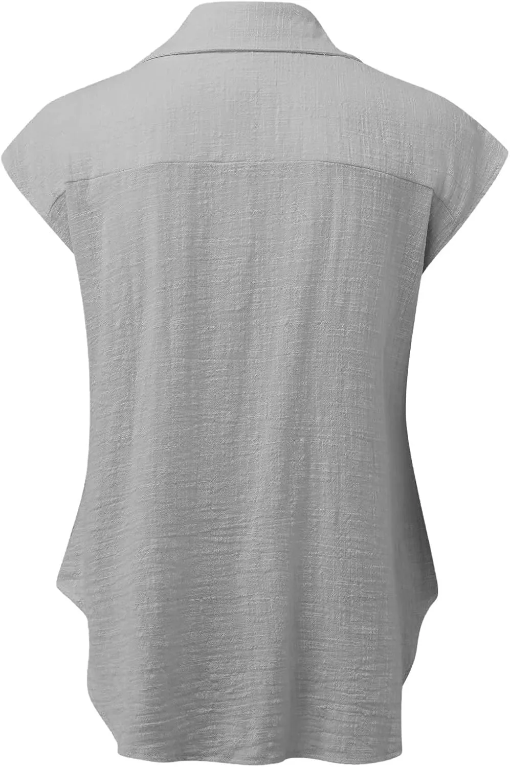 Linen Shirts for Women Trendy Button Down V Neck Shirt Summer Collared Short Sleeve Boho Tops Casual Blouses