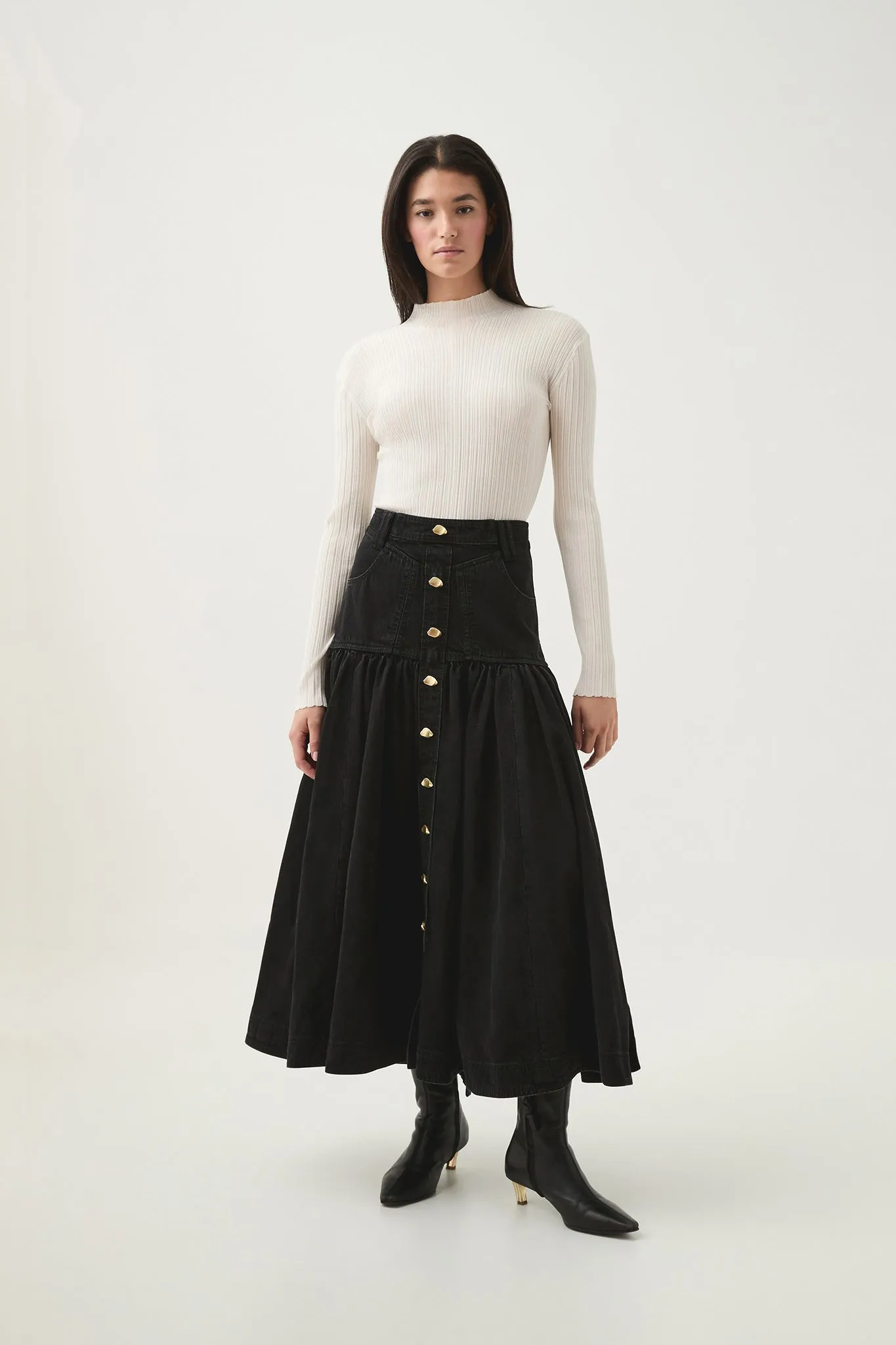Maya Belmond Denim Midi Skirt