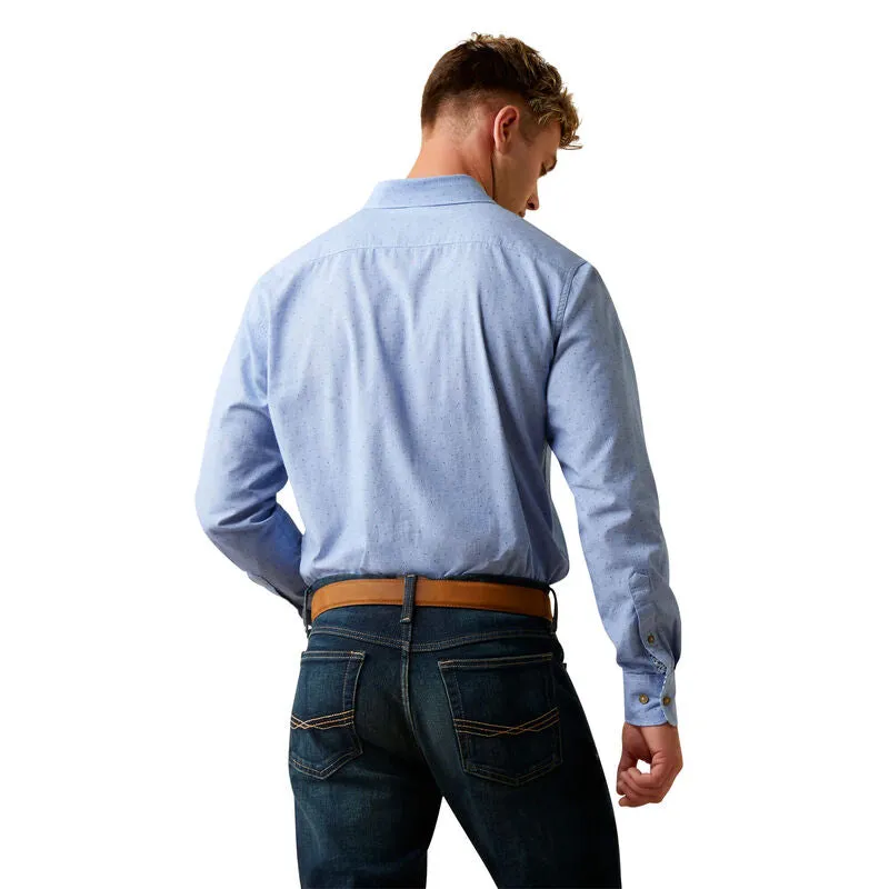 Men's Ariat Dots Blue Long Sleeve Button Down Shirt