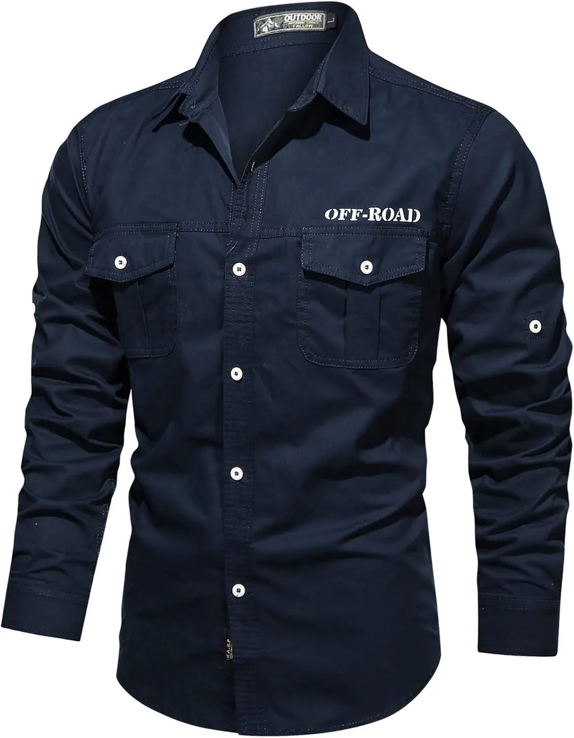 Mens Button Up Shirts Long Sleeve Cotton Summer Button-Down Casual T-Shirts Construction Big and Tall Dry Fit Shirt