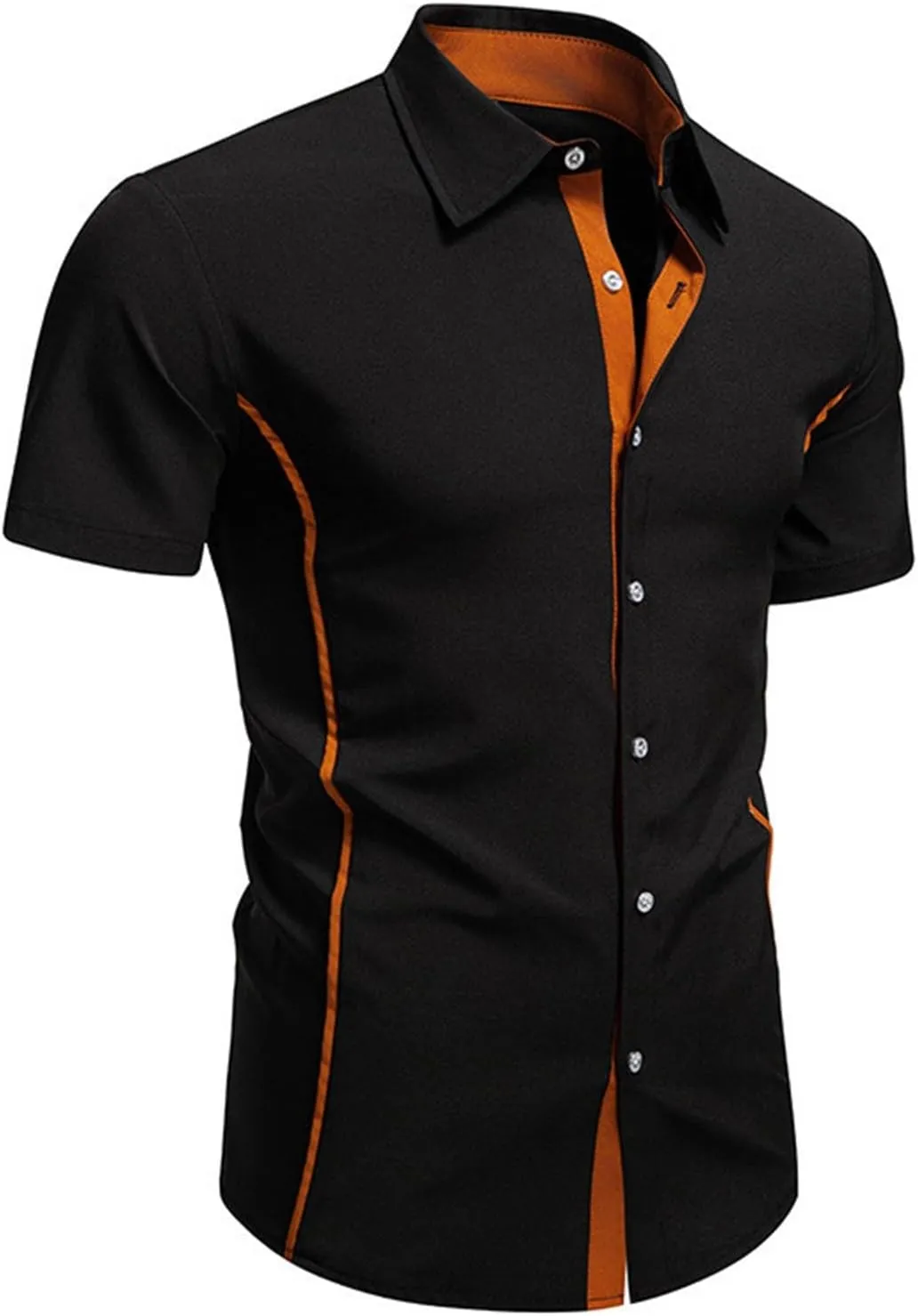 Men's Casual Short Sleeve Button Down Dress Shirt Plaid Collar Denim Mens Workout Shirts Summer Regular Fit Tops