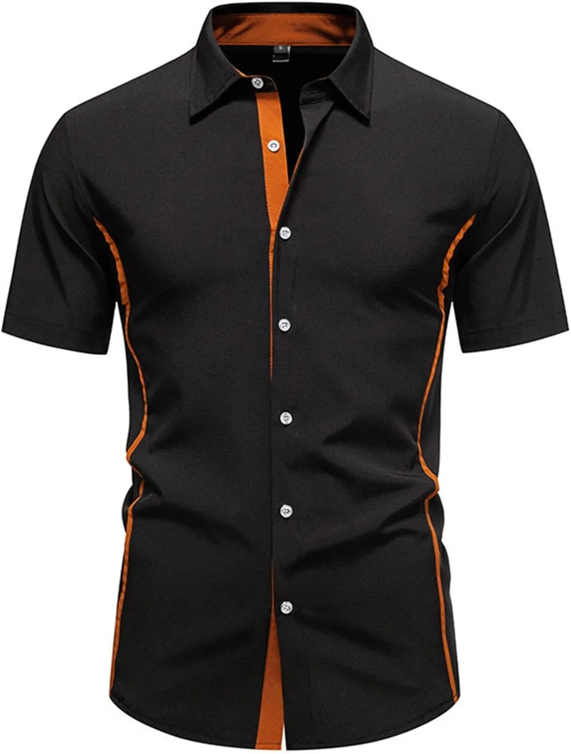 Men's Casual Short Sleeve Button Down Dress Shirt Plaid Collar Denim Mens Workout Shirts Summer Regular Fit Tops