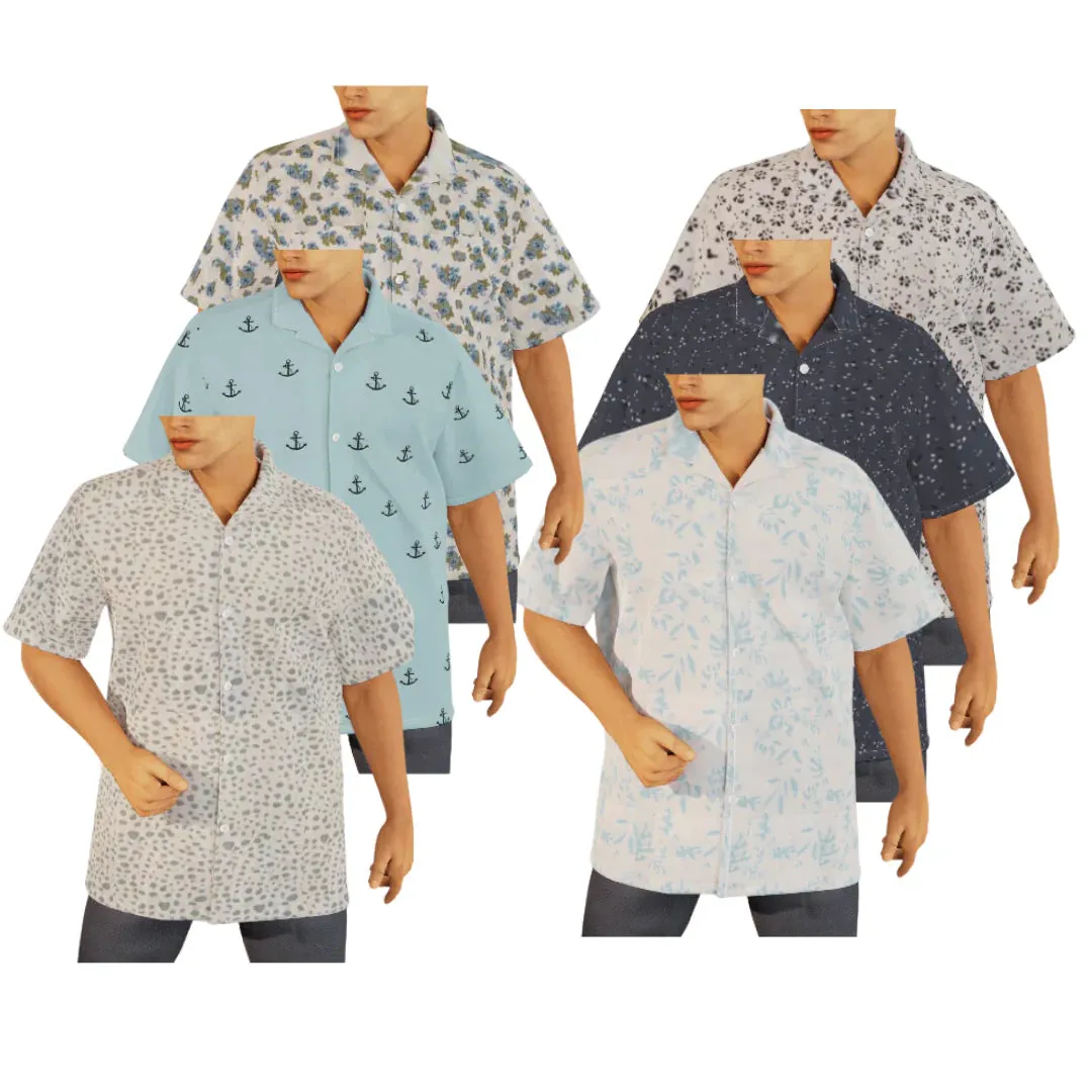 Men's Cotton Button down Short Sleeve Shirts 3 Pack