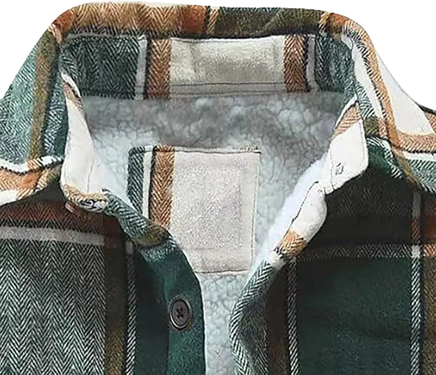 Men's Cotton Flannel Shirt Jacket Sherpa Fleece Lined Long Sleeve Plaid Shirt for Men Winter Thermal Berber Jackets