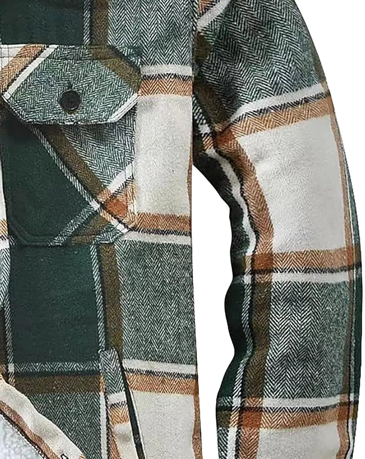 Men's Cotton Flannel Shirt Jacket Sherpa Fleece Lined Long Sleeve Plaid Shirt for Men Winter Thermal Berber Jackets