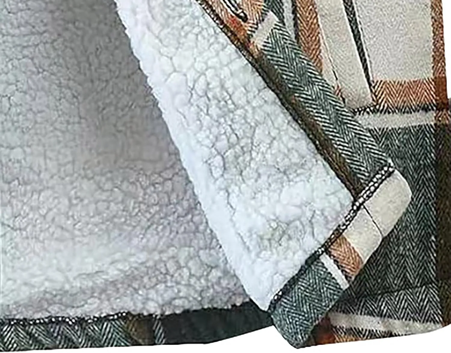 Men's Cotton Flannel Shirt Jacket Sherpa Fleece Lined Long Sleeve Plaid Shirt for Men Winter Thermal Berber Jackets