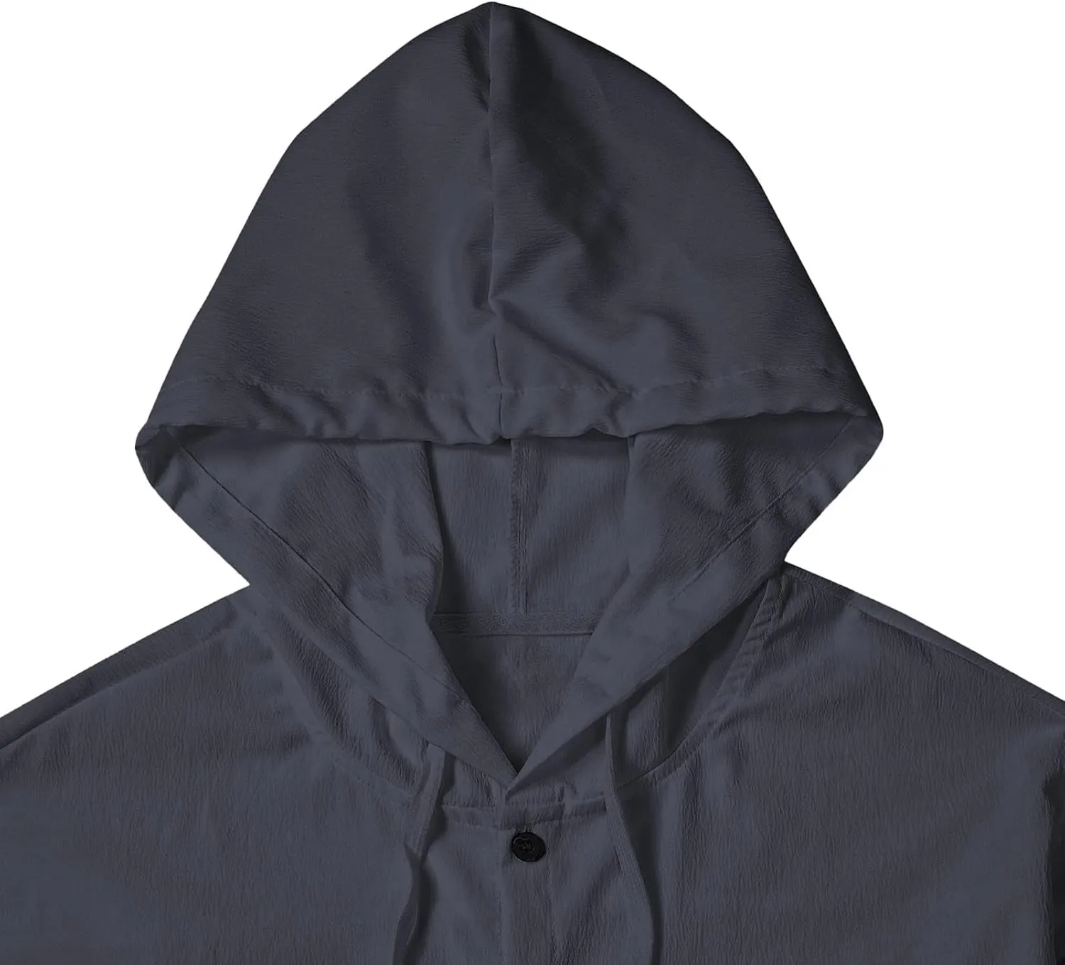 Men's Cotton Linen Shirts with Hood Long Sleeve Lace Up Button Down Shirt Quick Dry Boho Summer Beach Hipster Hoodies