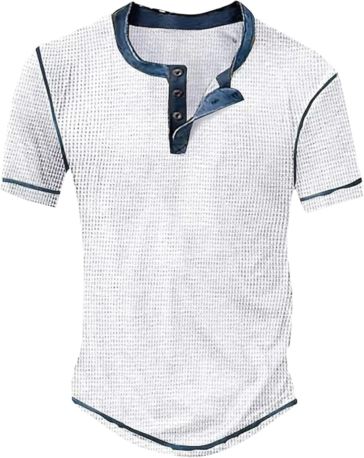 Mens Fashion Printing Henley Shirts Casual Button Crewneck Tops Regular Fit Short Sleeve Pullover Shirts for Men