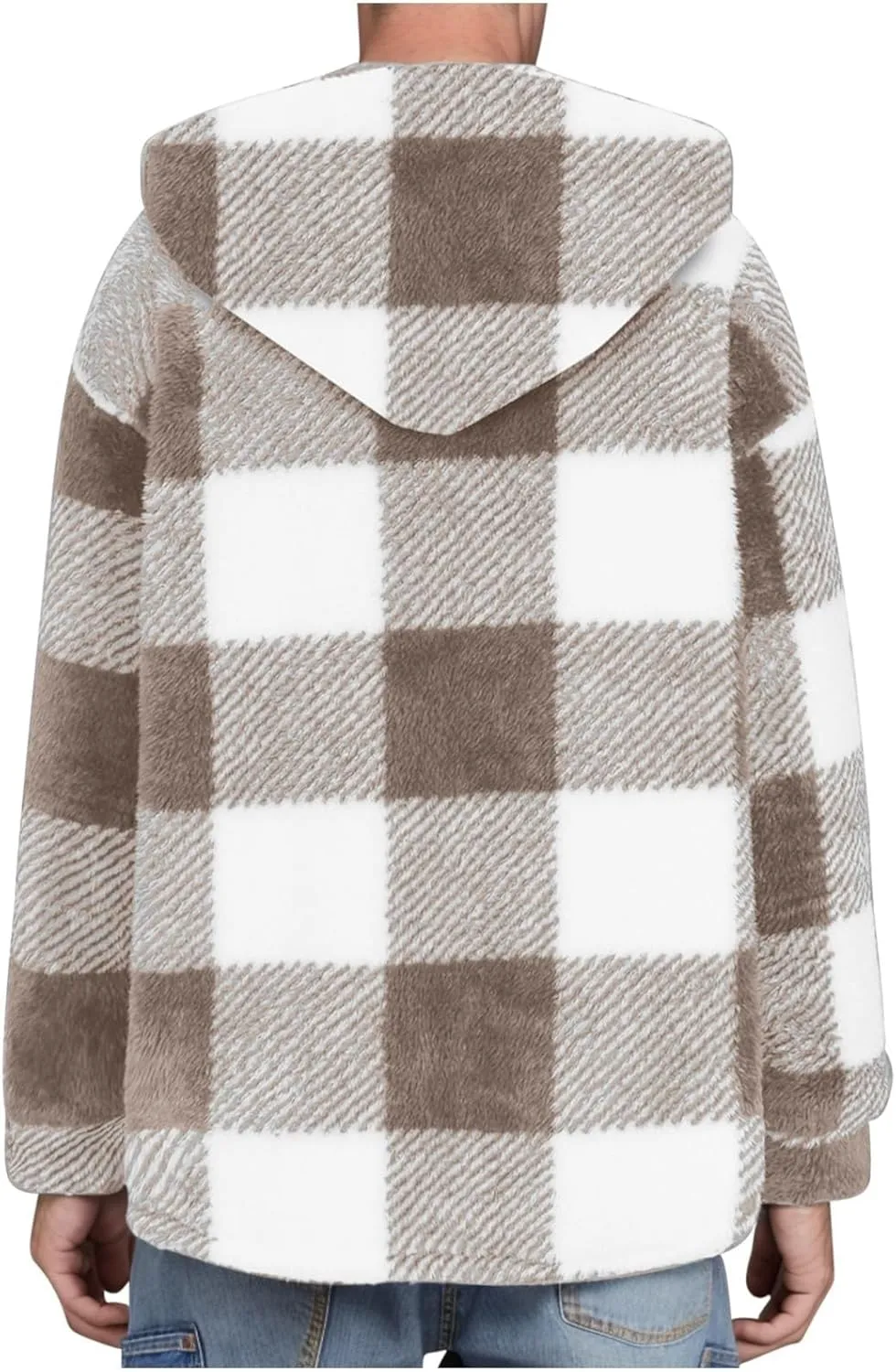 Mens Fleece Fuzzy Jackets Casual Lightweight Hooded Warm Long Sleeve Soft Comfy Fall Winter Coats