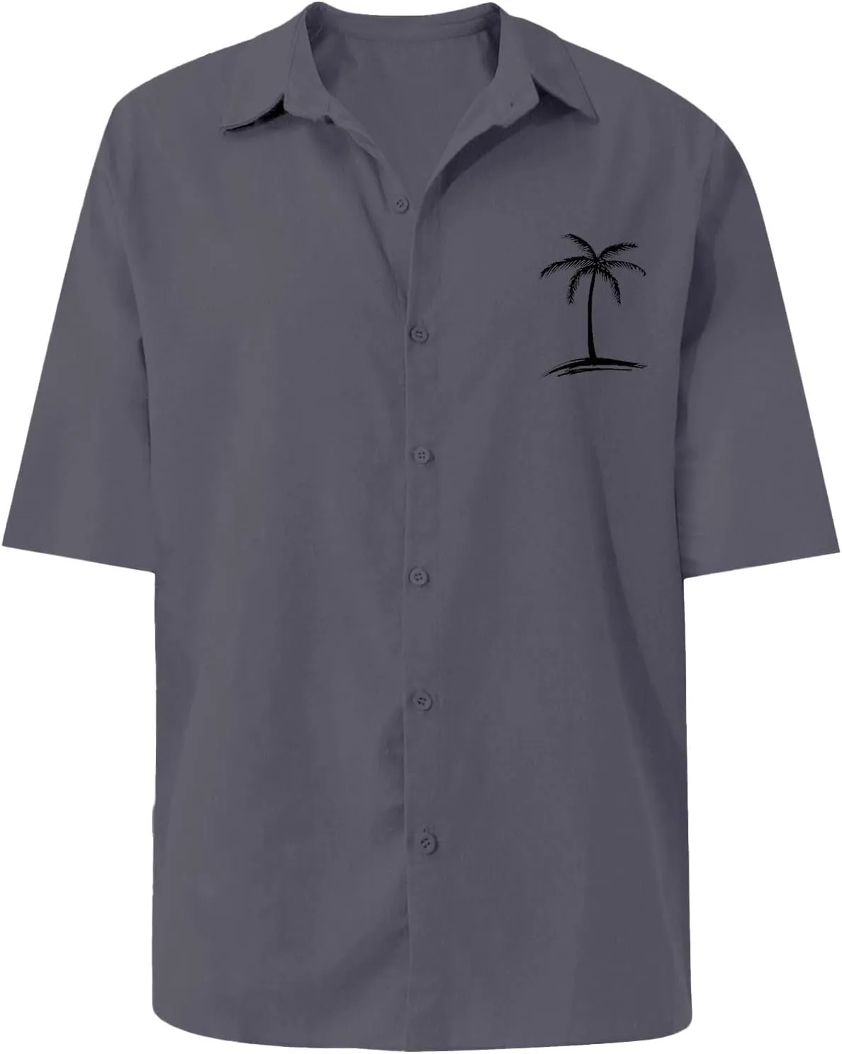 Men's Hawaiian Shirts Summer Casual Loose Big and Tall Tees Stylish Coconut Tree Print Tropical Beach Vacation Shirt