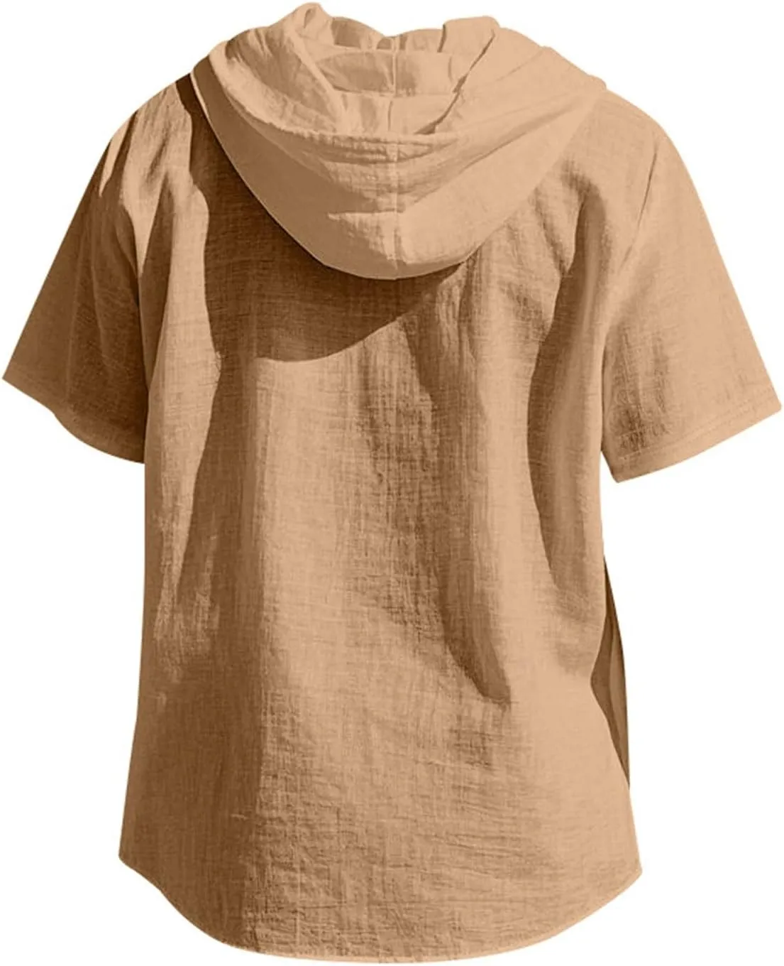 Men's Linen Shirts Breathable Quick Dry Short Sleeve Hoodies Trendy Summer Beach Cardigan Swim Cover Up Lightweight