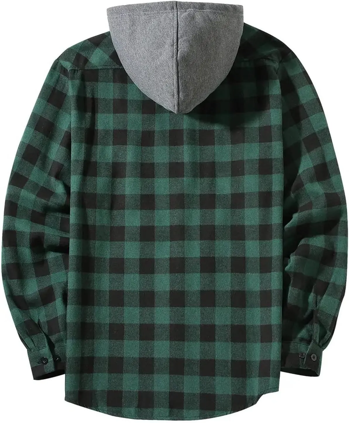 Men's Plaid Hooded Shirts Casual Long Sleeve Lightweight Shirt Button Down Flannel Plaid Jckets with Pocket