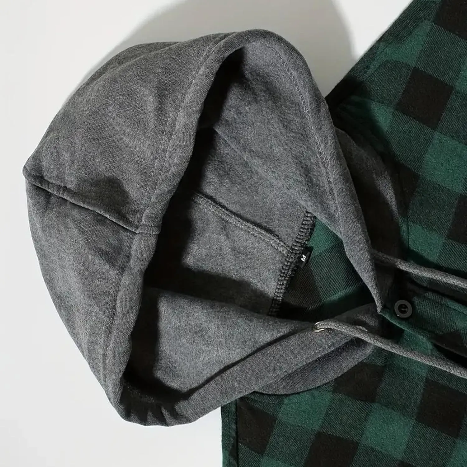Men's Plaid Hooded Shirts Casual Long Sleeve Lightweight Shirt Button Down Flannel Plaid Jckets with Pocket