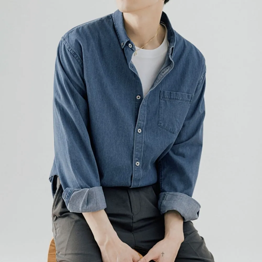 Mens Relaxed Fit Denim Shirt