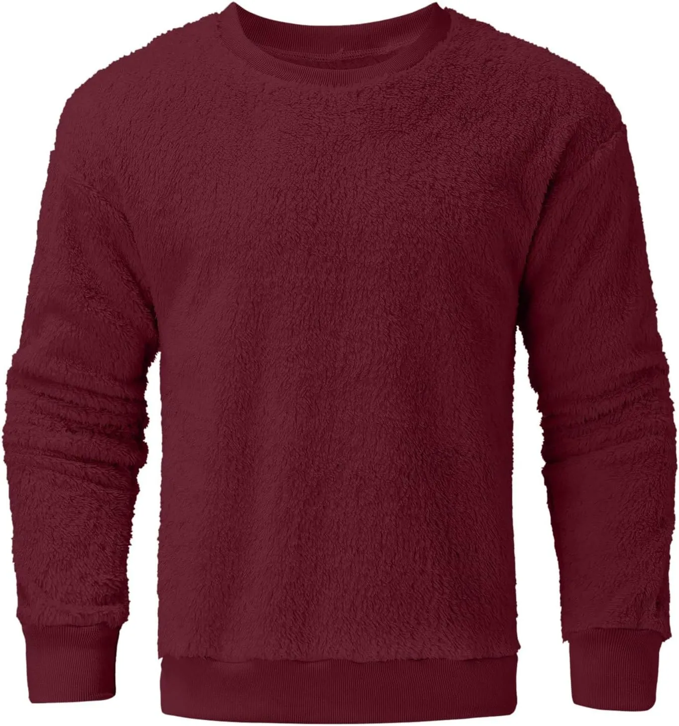 Men's Winter Warm Sweatshirt Oversize Double Sided Fleece Crewneck Pullover Tops Loose Long Sleeve Thermal Sweater