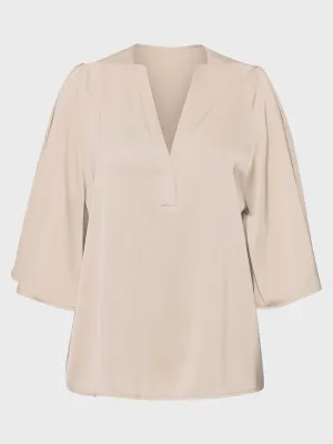 Midsize Glossy V-Neck Top